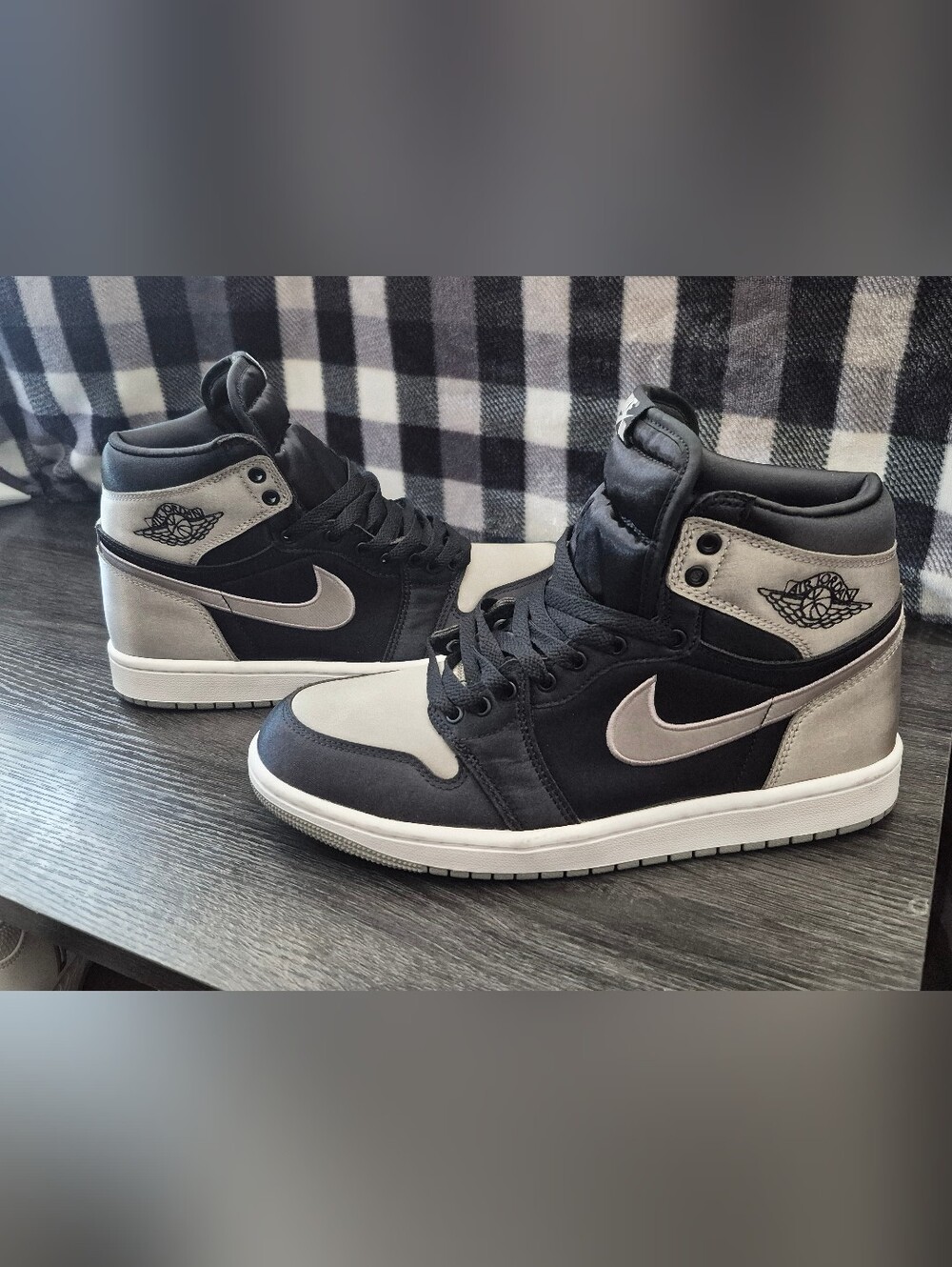 Nike Air Jotdan 1 Retro High OG Womens Black Gray Satin Shadow FD4810-010